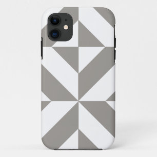 Silver Grey Geometric Deco Cube Pattern iPhone 11 Case
