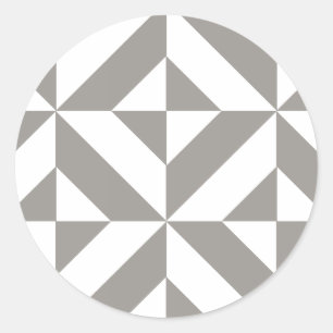 Silver Grey Geometric Deco Cube Pattern Classic Round Sticker