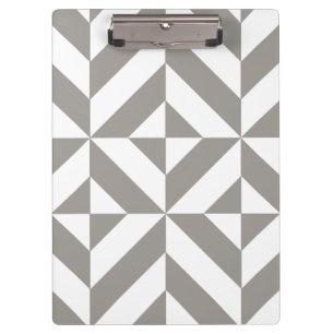 Silver Grey Geometric Deco Cube Pattern Clipboard