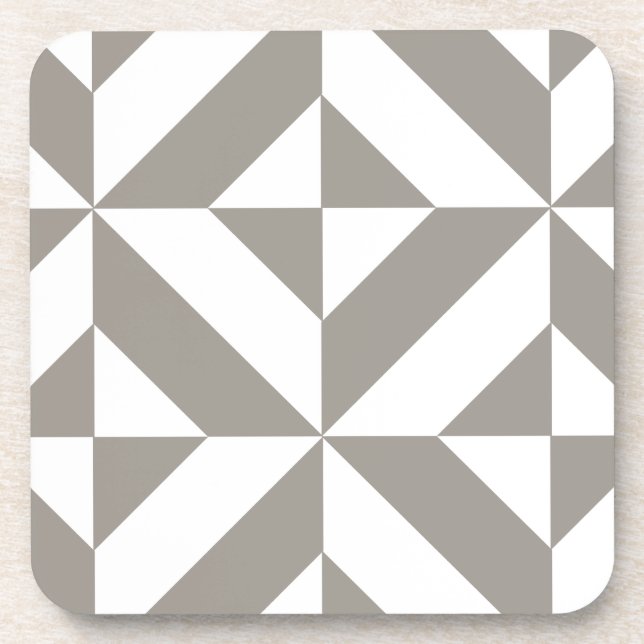 Silver Grey Geometric Deco Cube Pattern Coaster (Front)