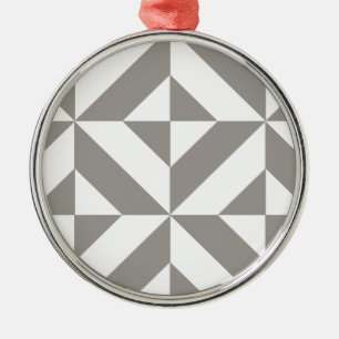 Silver Grey Geometric Deco Cube Pattern Metal Tree Decoration