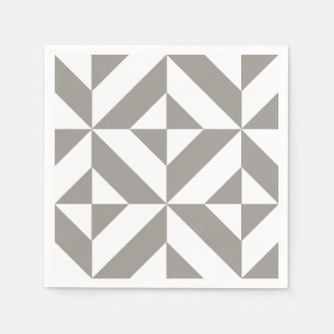Silver Grey Geometric Deco Cube Pattern Napkin
