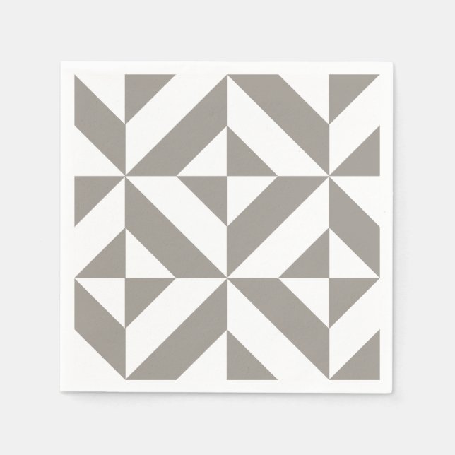 Silver Grey Geometric Deco Cube Pattern Napkin (Front)
