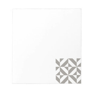 Silver Grey Geometric Deco Cube Pattern Notepad