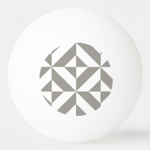 Silver Grey Geometric Deco Cube Pattern Ping Pong Ball