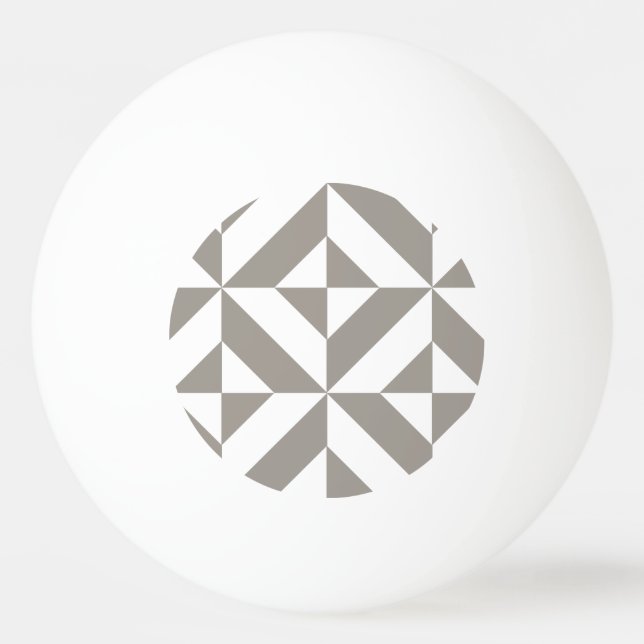 Silver Grey Geometric Deco Cube Pattern Ping Pong Ball (Front)