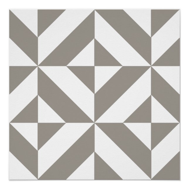 Silver Grey Geometric Deco Cube Pattern Poster (Front)