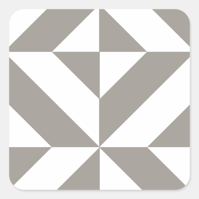 Silver Grey Geometric Deco Cube Pattern Square Sticker (Front)