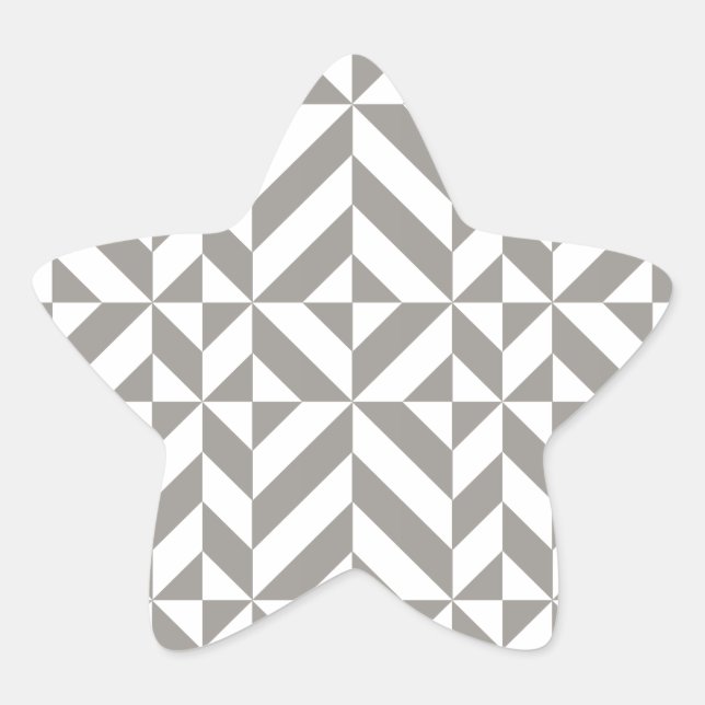 Silver Grey Geometric Deco Cube Pattern Star Sticker (Front)
