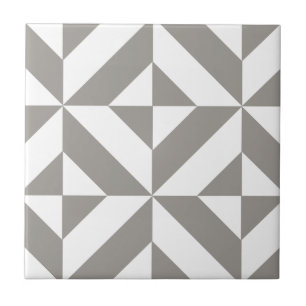 Silver Grey Geometric Deco Cube Pattern Tile