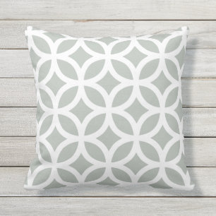 Silver Grey Geometric Pattern Outdoor Pillows