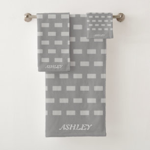 Silver Grey Geometric Shapes Towel Set
