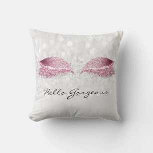 Silver Grey Girl Makeup Lashes Hello Gorgeous Pink Cushion