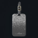Silver Grey Girly Glitter Sparkle Monogram Name Luggage Tag<br><div class="desc">Silver and Charcoal Grey (Grey) Sparkle Glitter Monogram Name and Initial Pillow. The luggage bag tag makes the perfect sweet 16 birthday,  wedding,  bridal shower,  baby shower or bachelorette party gift for someone decorating her room in style.</div>
