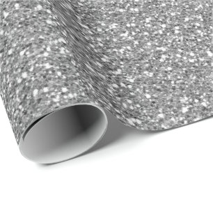 Silver Grey Glam Glitter Sparkly Minimal Delicate Wrapping Paper