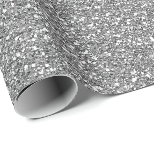 Silver Grey Glam Glitter Sparkly Minimal Delicate Wrapping Paper (Roll Corner)