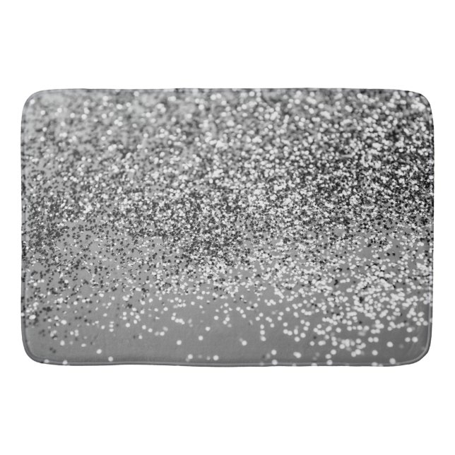 Silver Grey Glitter #5 (Faux Glitter) #shiny #art  Bath Mat (Front)