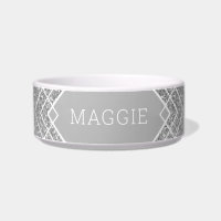 Silver Grey Glitter Art Deco Pattern Pet Name