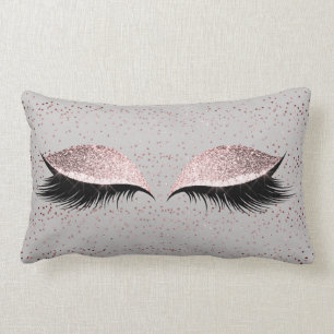 Silver Grey Glitter Black Foxier Blush Makeup Lumbar Cushion