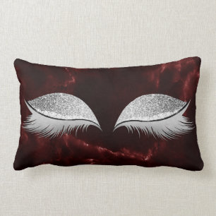 Silver Grey Glitter Burgundy Makeup Marble Black Lumbar Cushion