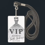 Silver Grey Glitter Dress Sweet 16 VIP Birthday ID Badge<br><div class="desc">Silver Grey Glitter Sparkle Watercolor Dress Sweet 16 VIP Birthday Badge</div>