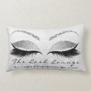 Silver Grey Glitter Eyes Makeup Lashes Beauty Lumbar Cushion