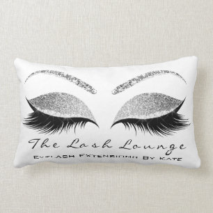 Silver Grey Glitter Glam Makeup Lashes Beauty Lumbar Cushion