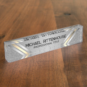 Silver Grey Glitter Nameplate