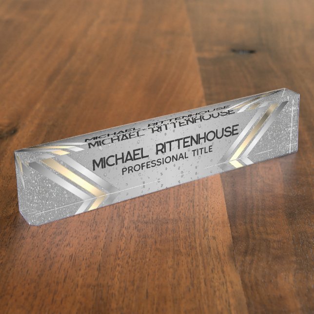 Silver Grey Glitter Nameplate (Side)