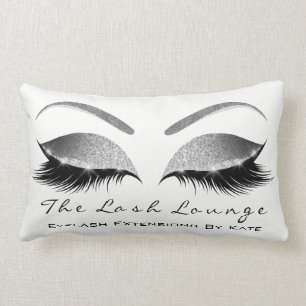 Silver Grey Glitter White Makeup Lashes Beauty Lumbar Cushion