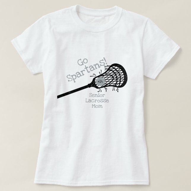 Silver Grey Go Team Lacrosse Mum T-Shirt (Design Front)