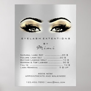 Silver Grey Gold Browns Makeup Eyes Lashes Prices Poster