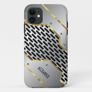 Silver Grey & Gold Shiny Metallic Look iPhone 11 Case