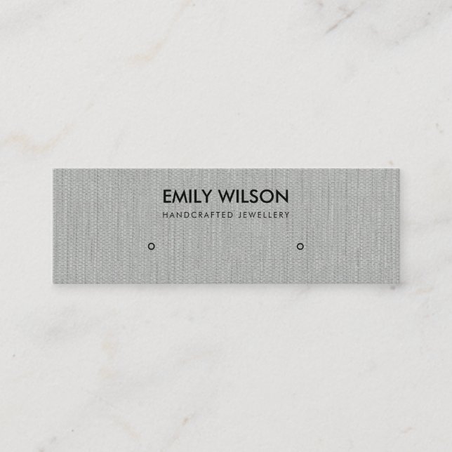 SILVER GREY GRASS FABRIC STUD EARRING DISPLAY LOGO MINI BUSINESS CARD (Front)