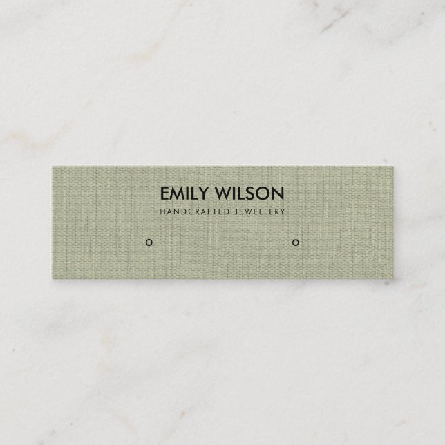 SILVER GREY GRASS FABRIC STUD EARRING DISPLAY LOGO MINI BUSINESS CARD (Front)