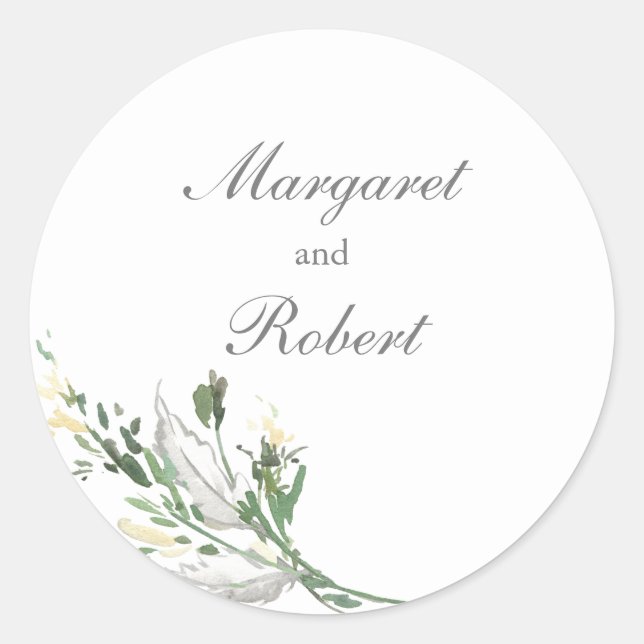 Silver Grey Green Floral Sticker (Front)