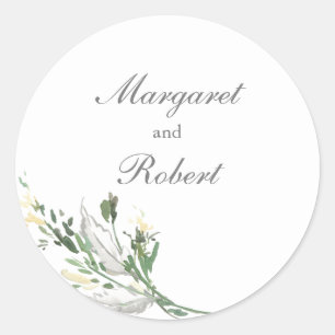 Silver Grey Green Floral Sticker