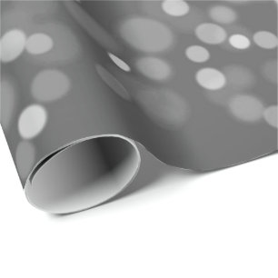 Silver Grey Grey Black White Pretty Bokeh Spark Wrapping Paper