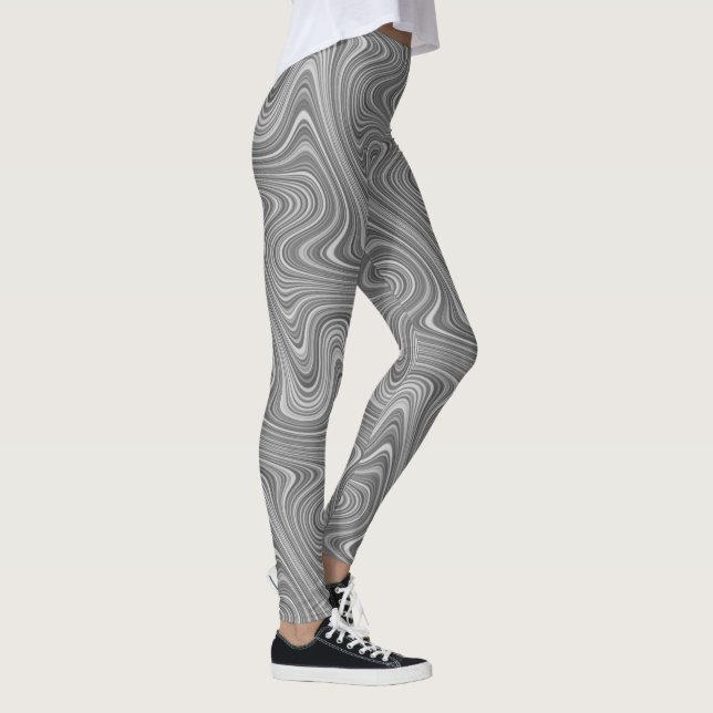 Silver Grey Grey Curvy Lined Abstract  Leggings (Right)