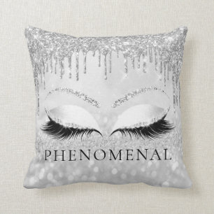 Silver Grey Grey Eyelashes Glitter Spark Phenomena Cushion