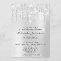 Silver Grey Grey Glitter Effect Drip s
