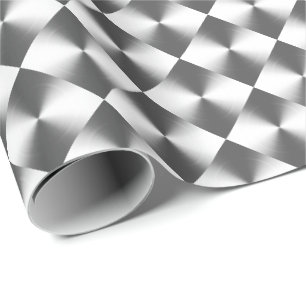 Silver Grey Grey Plaid Pattern Wrapping Paper