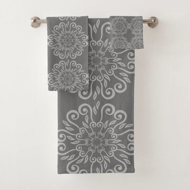 SILVER GREY HAMPTONS STYLE BATHROOM TOWEL SET (Insitu)