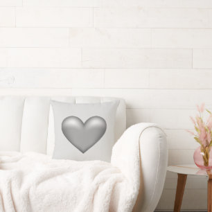 Silver Grey Heart Illustration Cushion