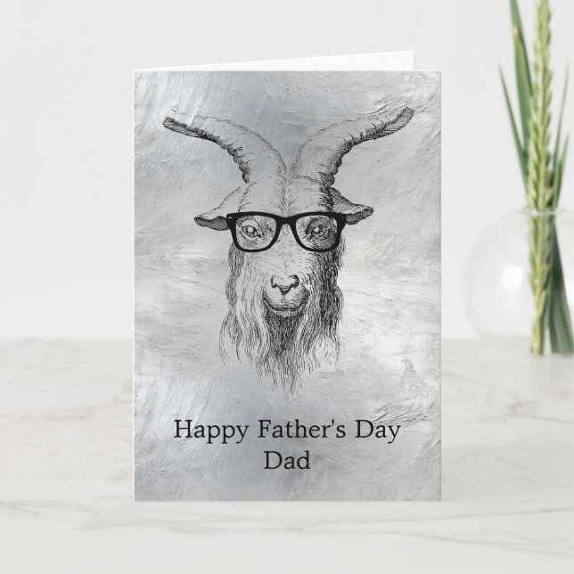 Silver Grey Hipster Goat Card (Front)