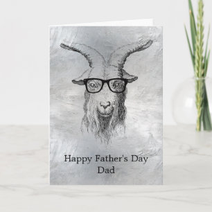 Silver Grey Hipster Goat Card