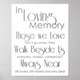 Silver Grey In Loving Memory Wedding Sign