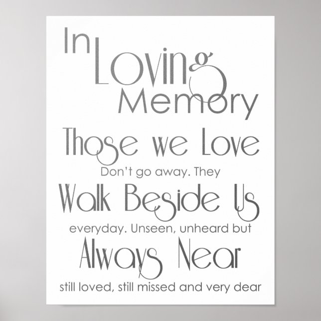 Silver Grey In Loving Memory Wedding Sign (Front)