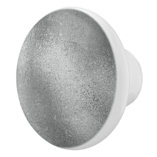Silver grey iridescent texture ceramic knob
