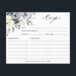 Silver Grey Ivory Floral Boho Bridal Shower Recipe<br><div class="desc">Elegant floral winter bridal shower recipe card features elegant grey ,  ivory and silver watercolor flower bouquet frosty-hued greenery. Please contact me for any help in customisation or if you need any other product with this design.</div>